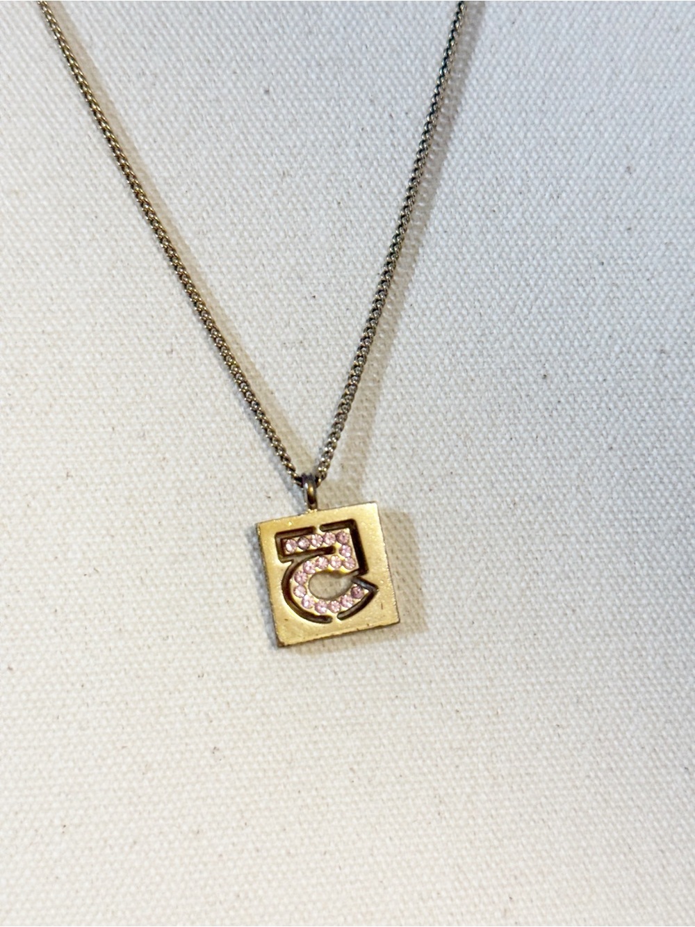 Chanel Vintage 24K Gold Plated Pink No.5 Rhinestone Pendant Necklace - Picture 5 of 16